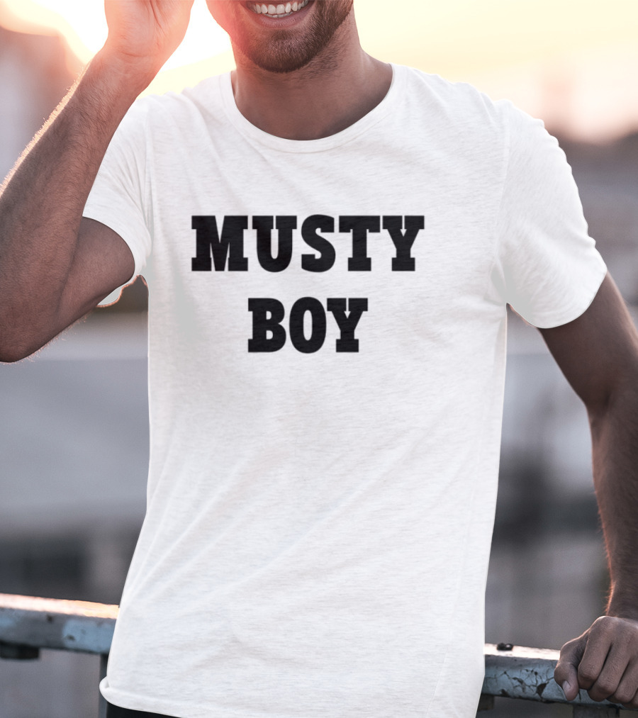 Musty Boy Fun Doodle Typography Hand-Drawn Sketch Style T-Shirt