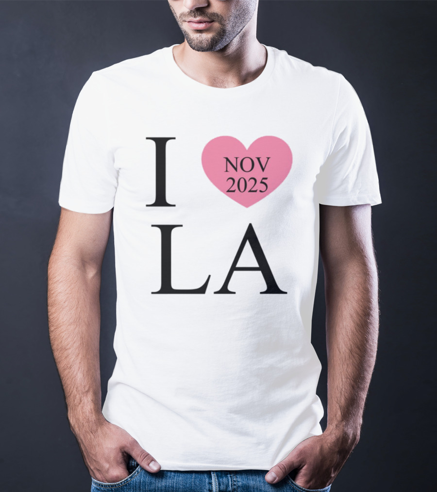 I Love LA Nov 2025 Heart Pink T-Shirt
