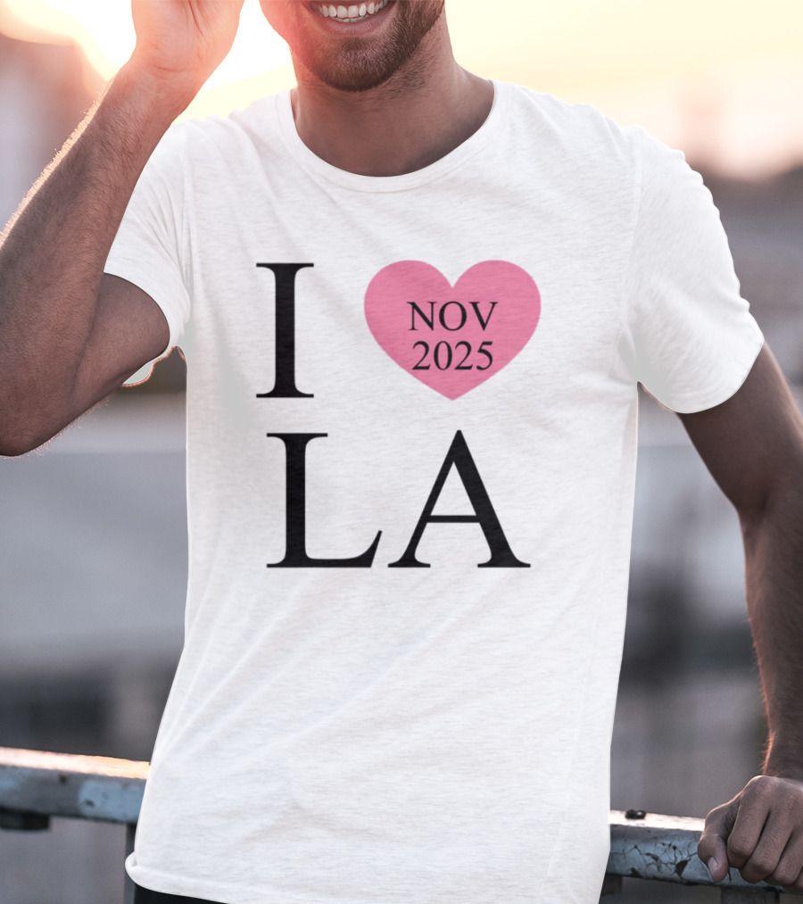 I Love LA Nov 2025 Heart Pink T-Shirt