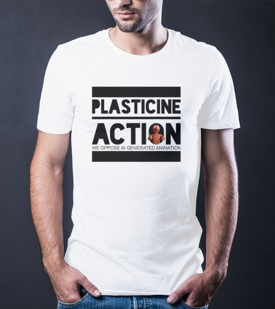 Plasticine Action We Oppose AI Generated Animation Claymation Thumbs Up T-Shirt