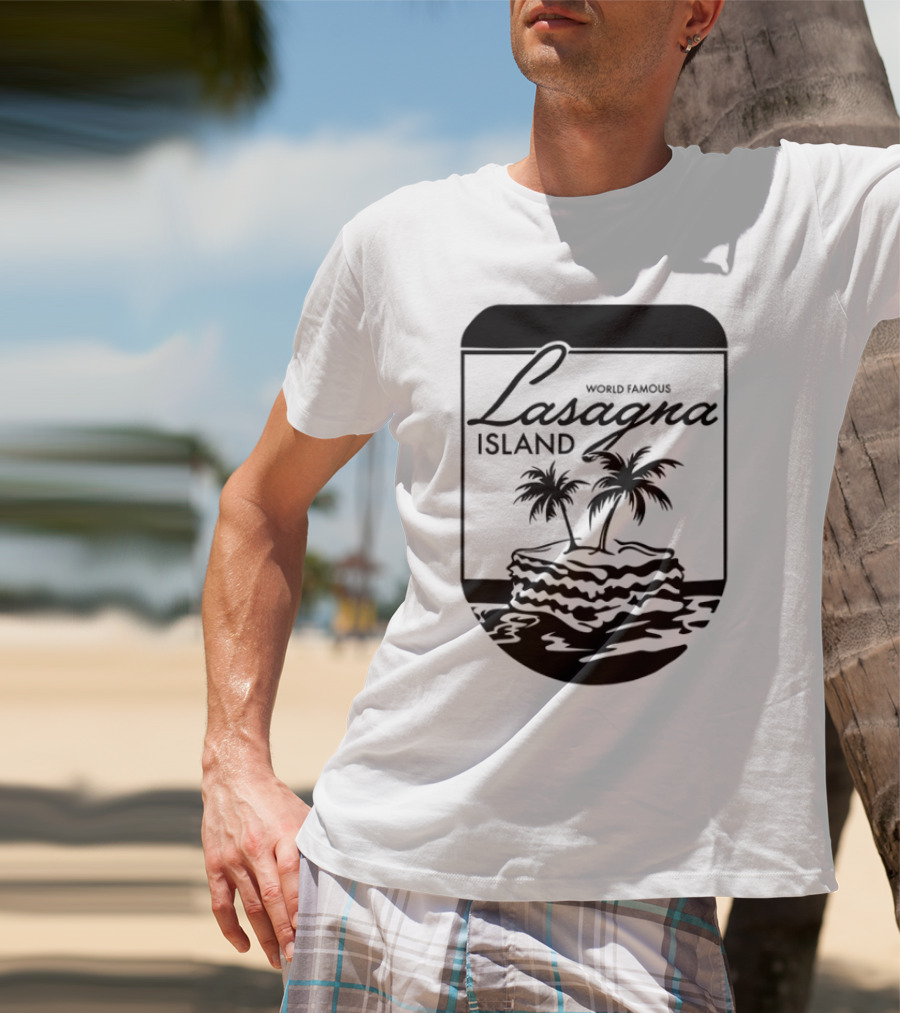 World Famous Lasagna Island Cat Cartoon Comic Humor Retro Style T-Shirt