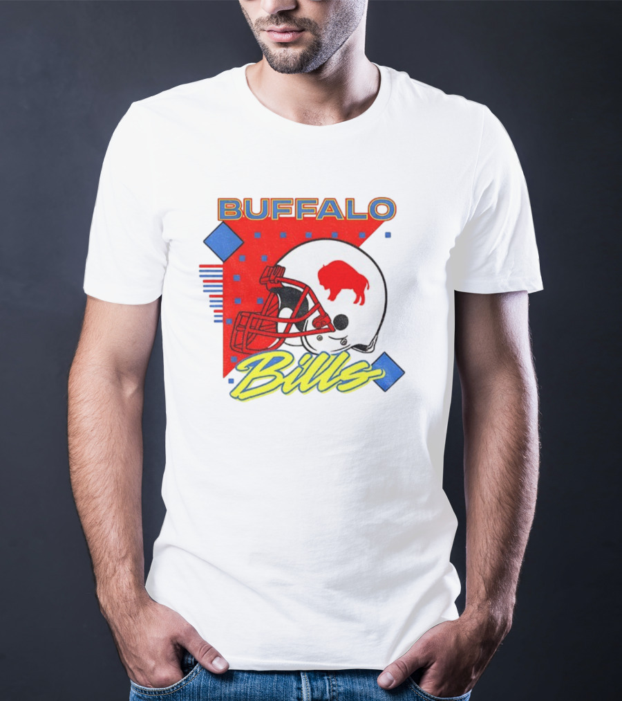 Buffalo Bills 90s Style Football Helmet Retro NFL Game Day T-Shirt