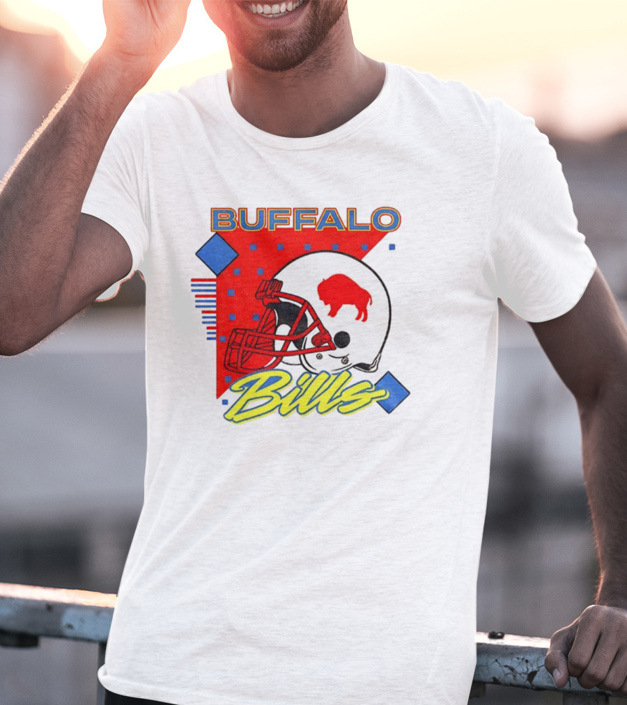 Buffalo Bills 90s Style Football Helmet Retro NFL Game Day T-Shirt