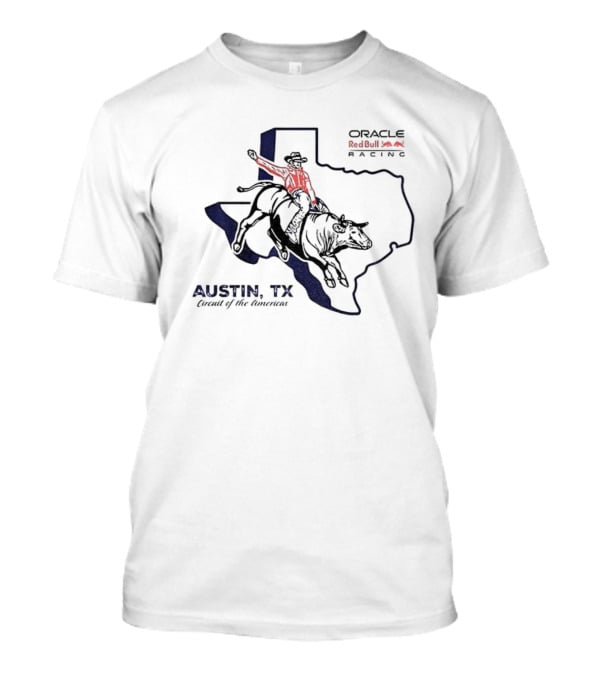 Oracle Red Bull Racing Austin TX Circuit Of The Americas Cowboy Bull Riding Texas Outline T-Shirt