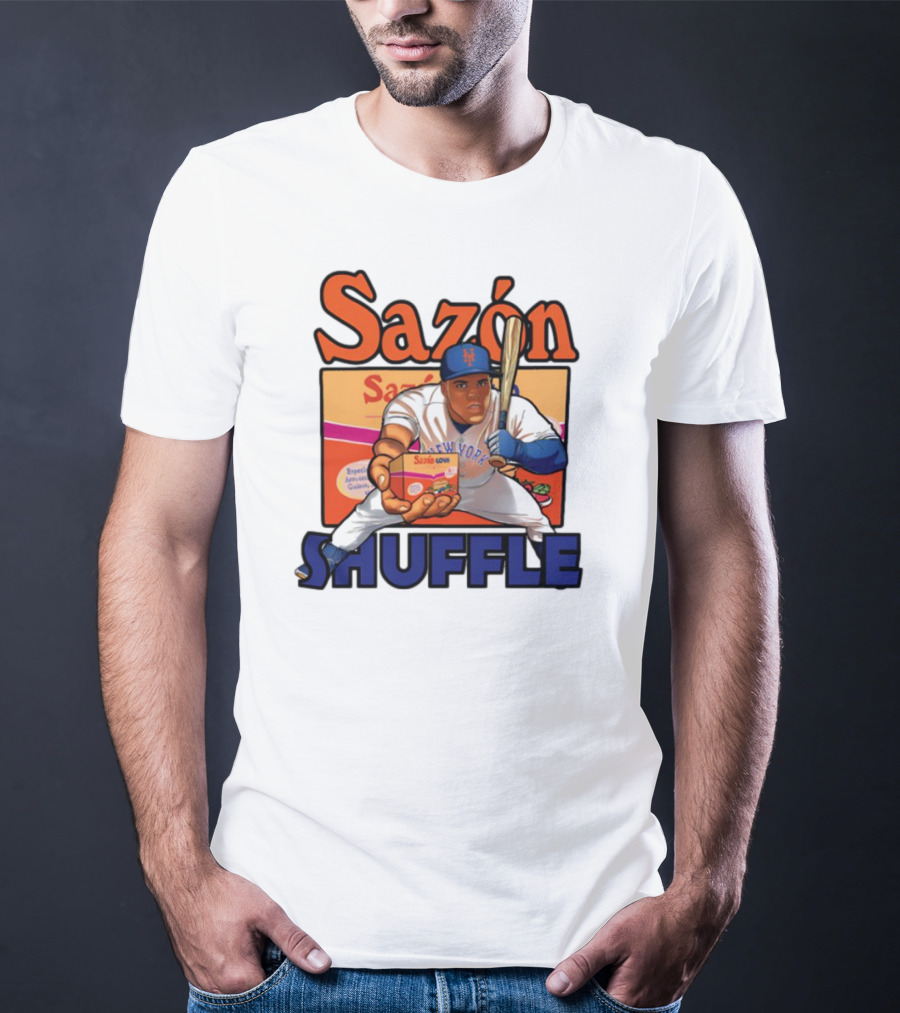 New York Sazón Goya Baseball Player Shuffle T-Shirt