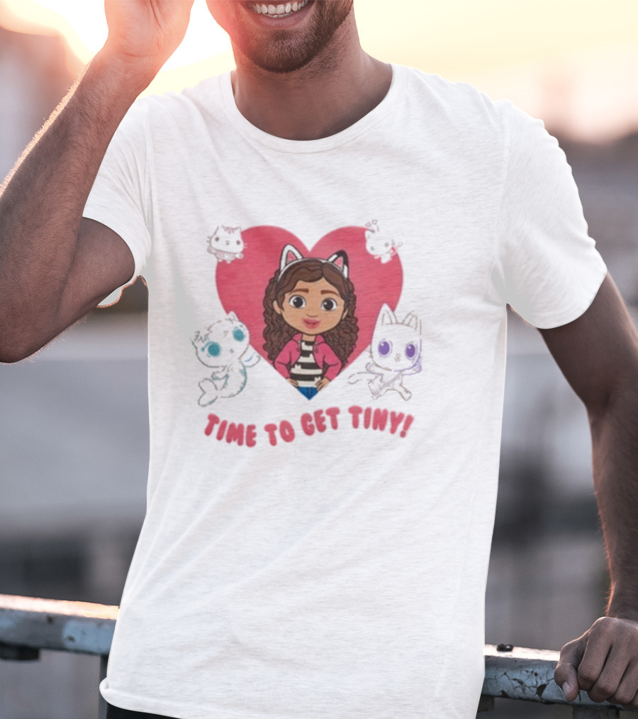 Time To Get Tiny Gabby’s Dollhouse Heart And Cats Characters T-Shirt