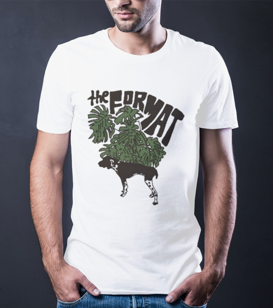 The Format Tropical Leaves And Dog Mustard T-Shirt