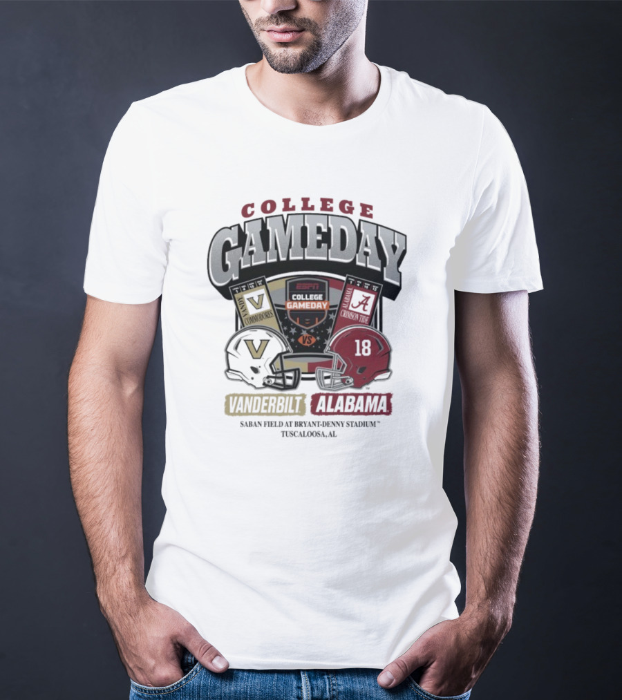 College GameDay Vanderbilt Commodores Vs Alabama Crimson Tide Saban Field Bryant Denny Stadium Tuscaloosa 2025 T-Shirt