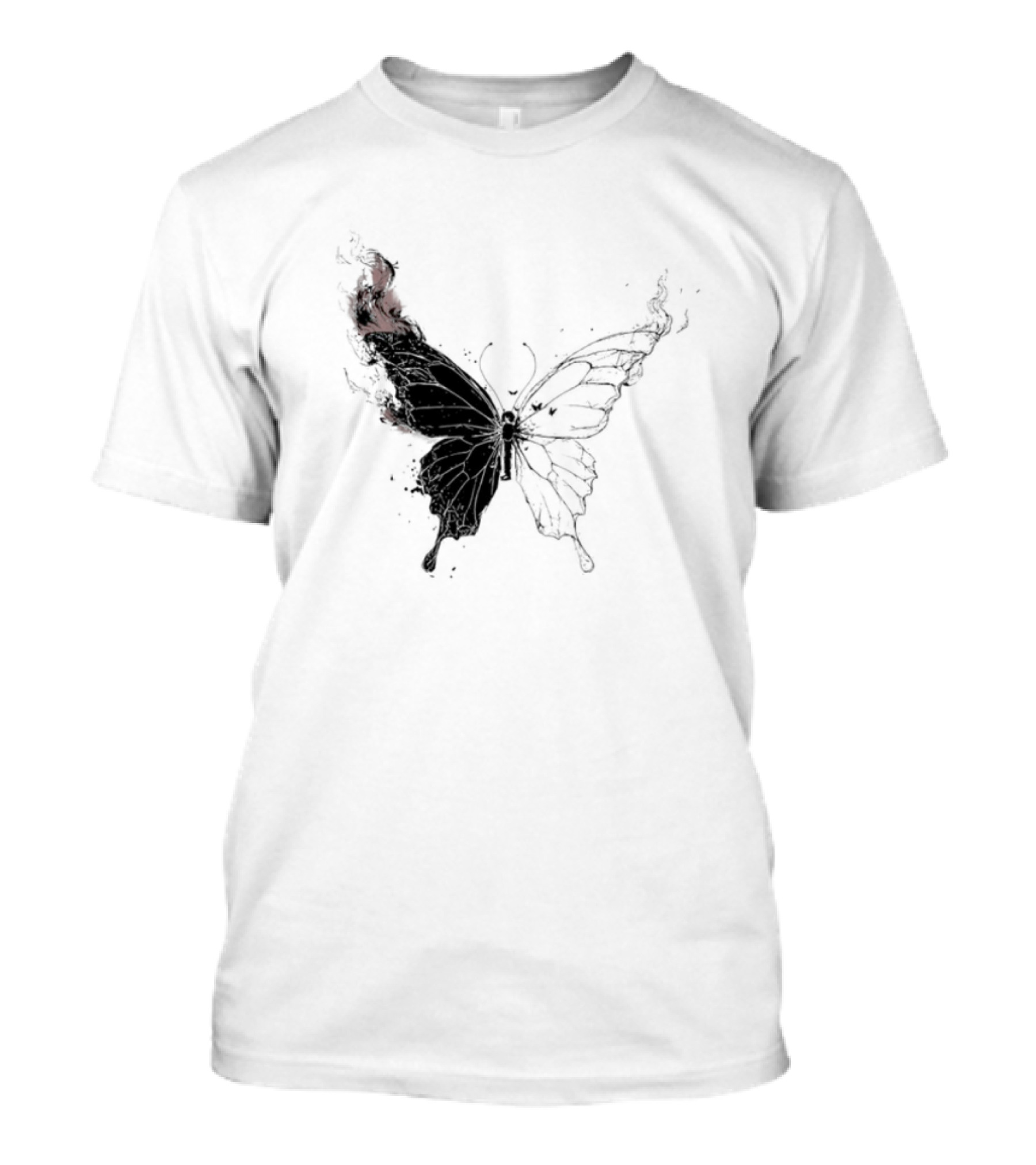 Princess Goes Butterfly Diagram Black Wings Illustration T-Shirt