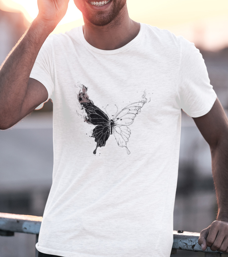 Princess Goes Butterfly Diagram Black Wings Illustration T-Shirt