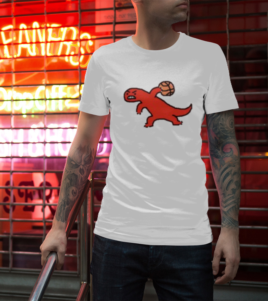 Dino Paint Luxe Red Dinosaur Basketball T-Shirt