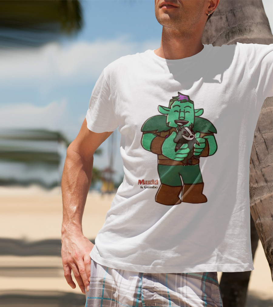 Mudd & Omino Goblin Character Embracing Pet Badger T-Shirt