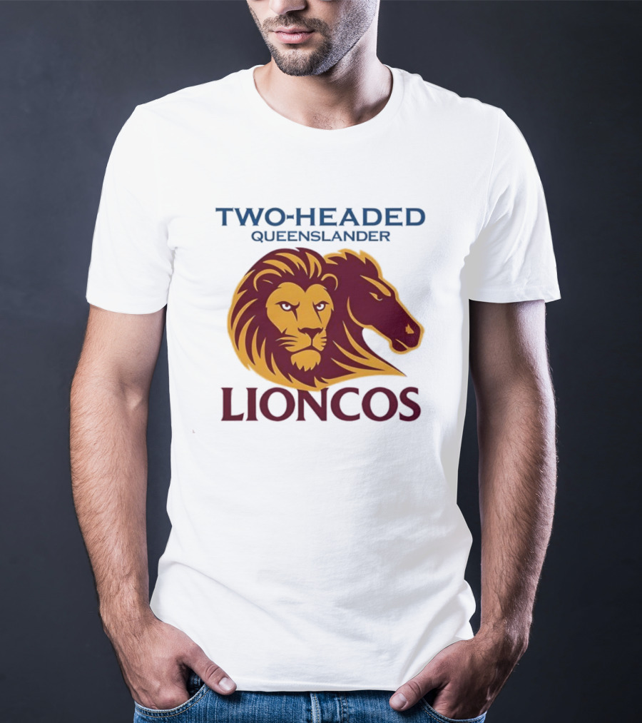 Two Headed Queenslander Lioncos Lion And Horse Head T-Shirt