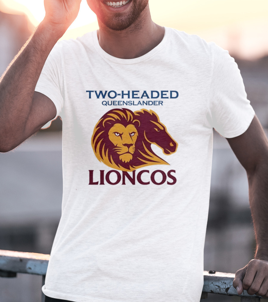Two Headed Queenslander Lioncos Lion And Horse Head T-Shirt