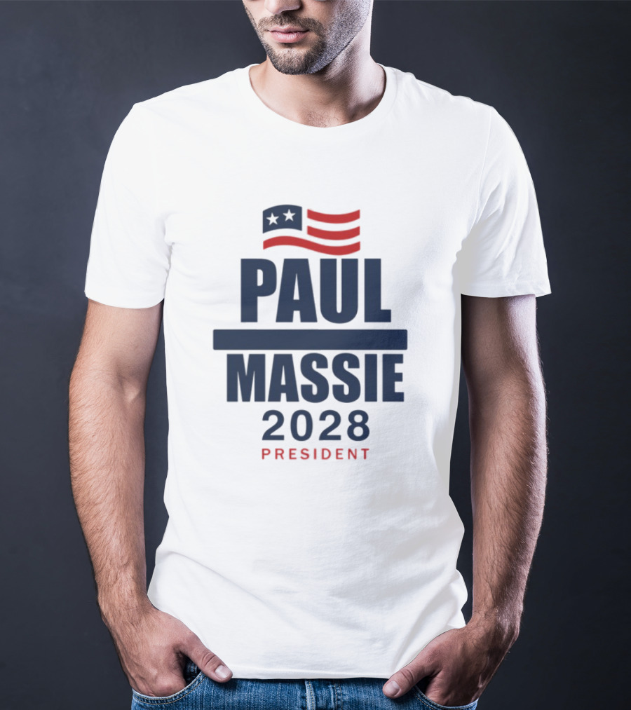 Paul Massie 2028 President Campaign With American Flag Icon T-Shirt