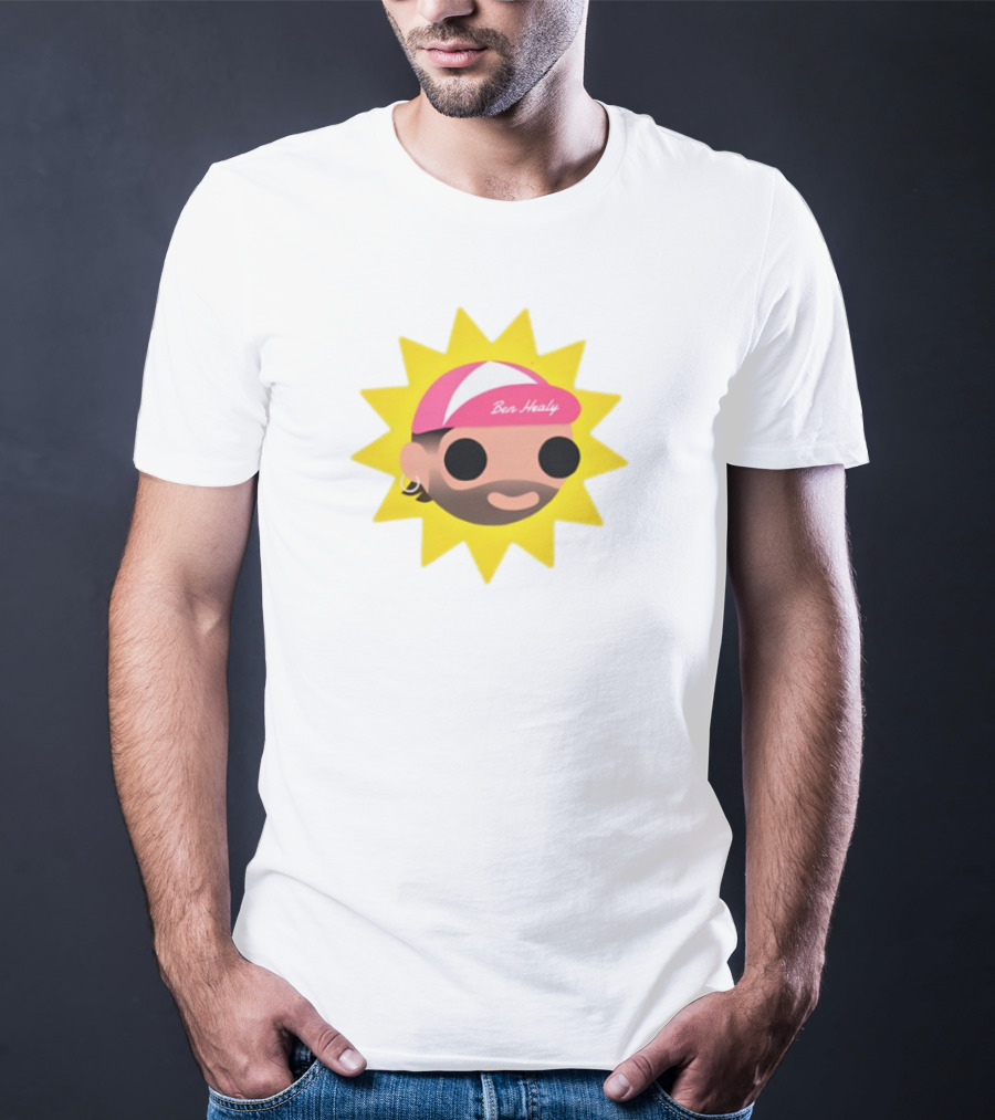 Ben Healy 2025 Pink Cap Yellow Sunburst T-Shirt