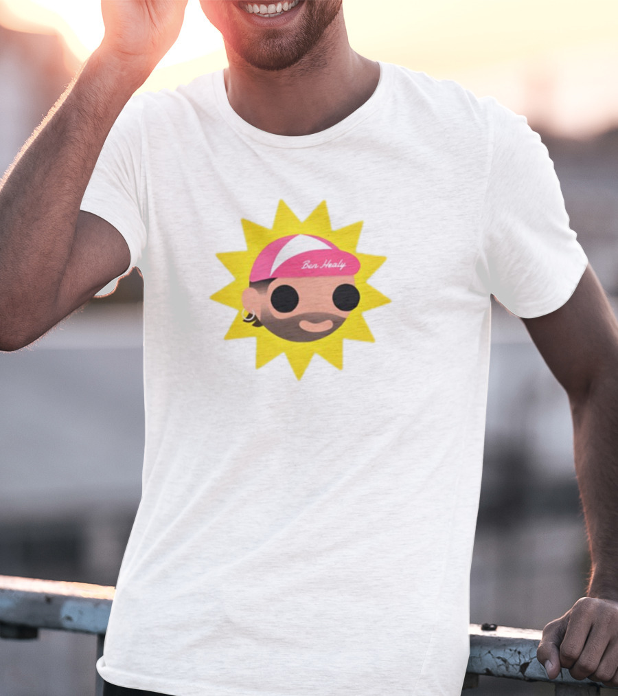 Ben Healy 2025 Pink Cap Yellow Sunburst T-Shirt