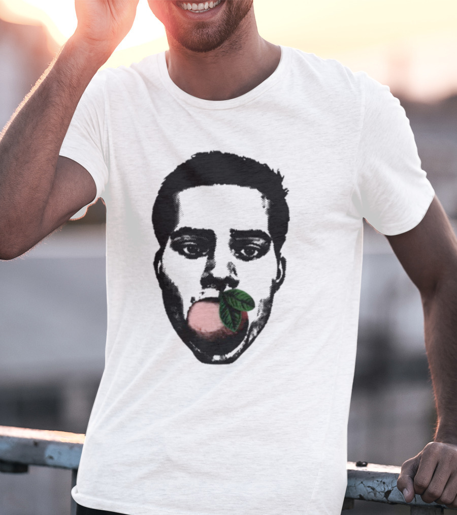 ``` Nick Wilkins Orange Face With Red Apple And Leaves ``` T-Shirt