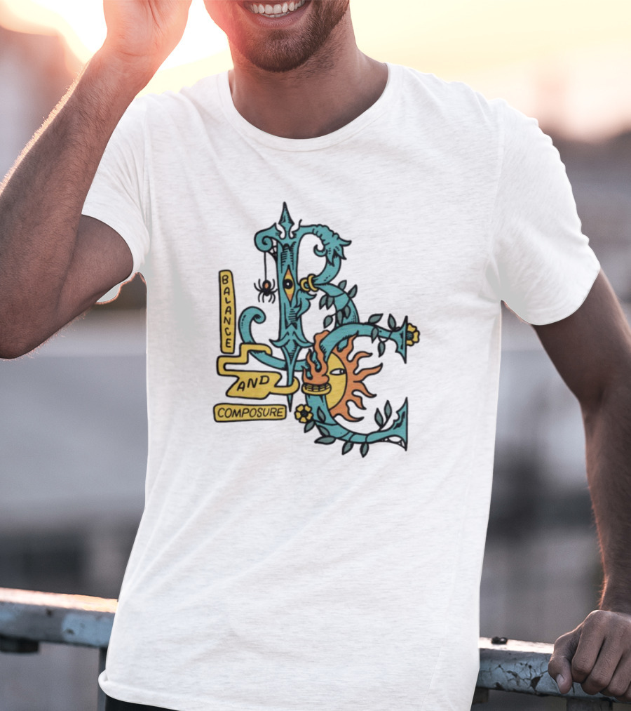 Balance And Composure Orchid Blue Sun And Moon T-Shirt