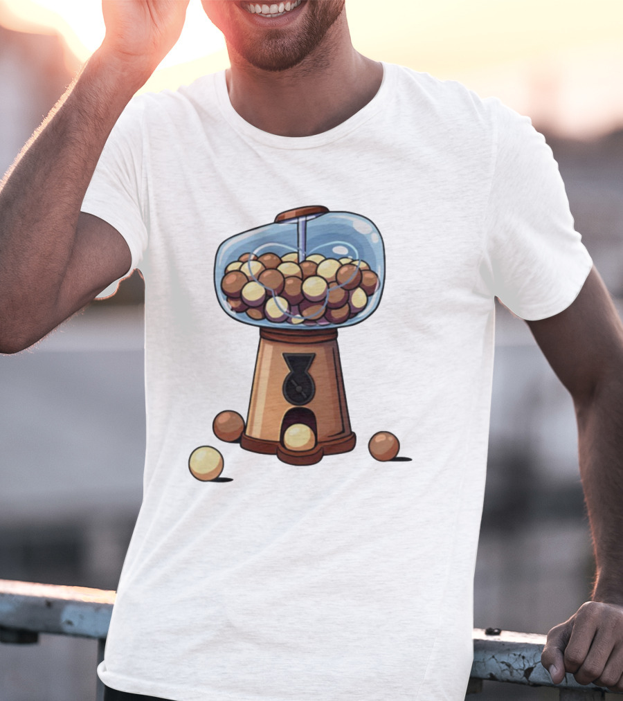 Gum Ball Machine With Brown And Cream Gumballs T-Shirt
