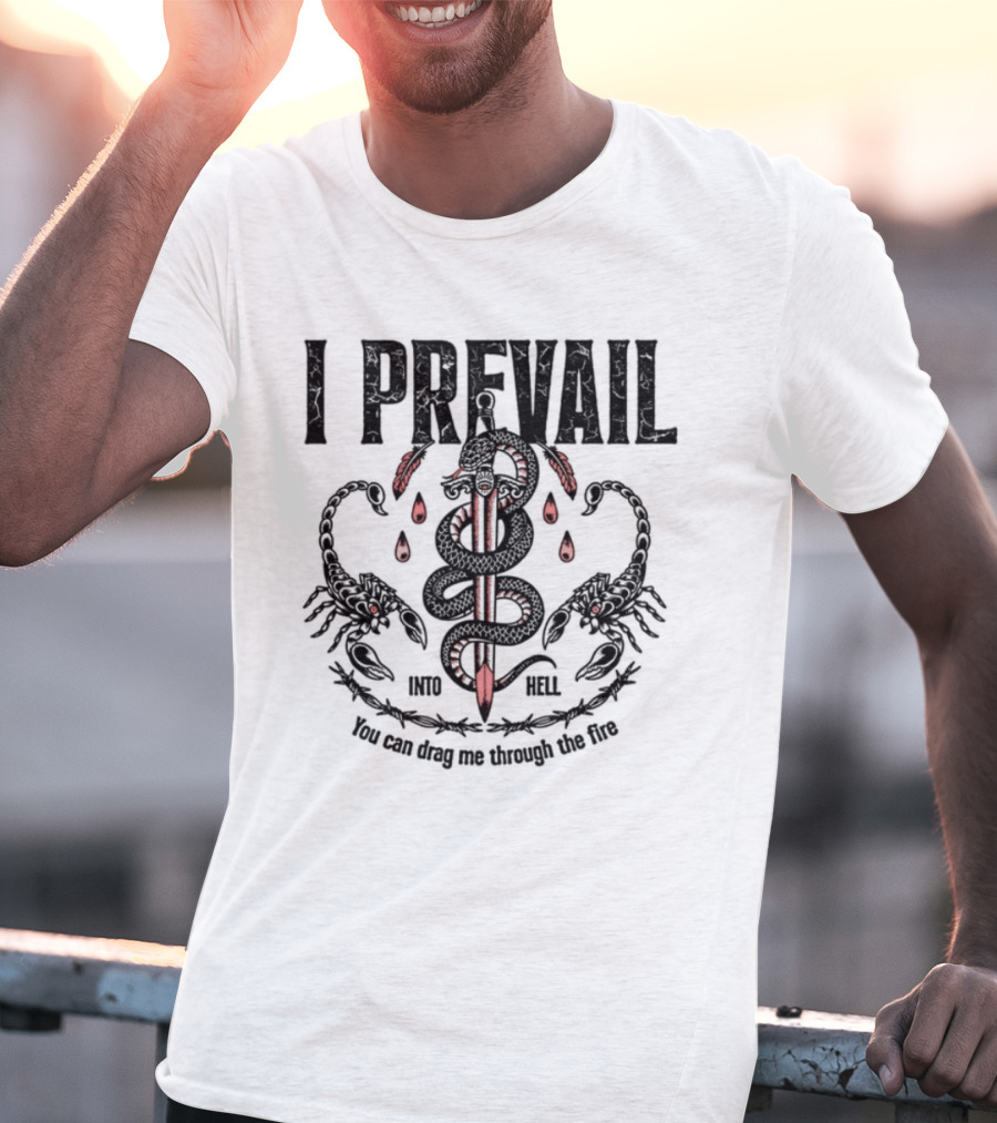 I Prevail Into Hell Through The Fire Serpent Caduceus Design T-Shirt
