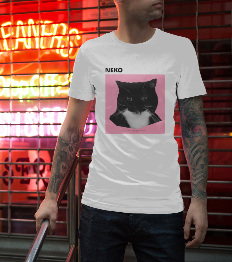 Neko Uni The Strongest Cat Silhouette In Black And Pink T-Shirt