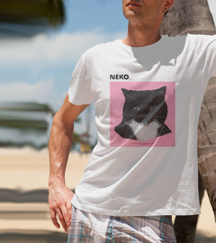Neko Uni The Strongest Cat Silhouette In Black And Pink T-Shirt