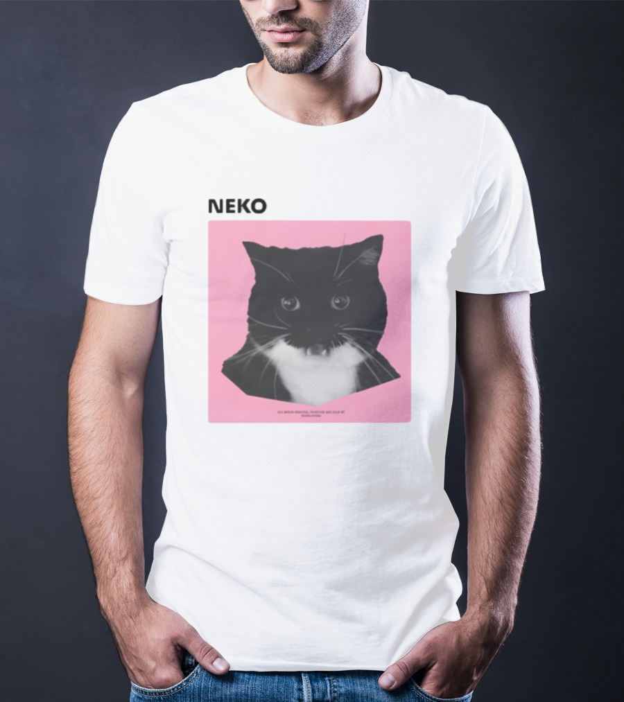 Neko Uni The Strongest Cat Silhouette In Black And Pink T-Shirt