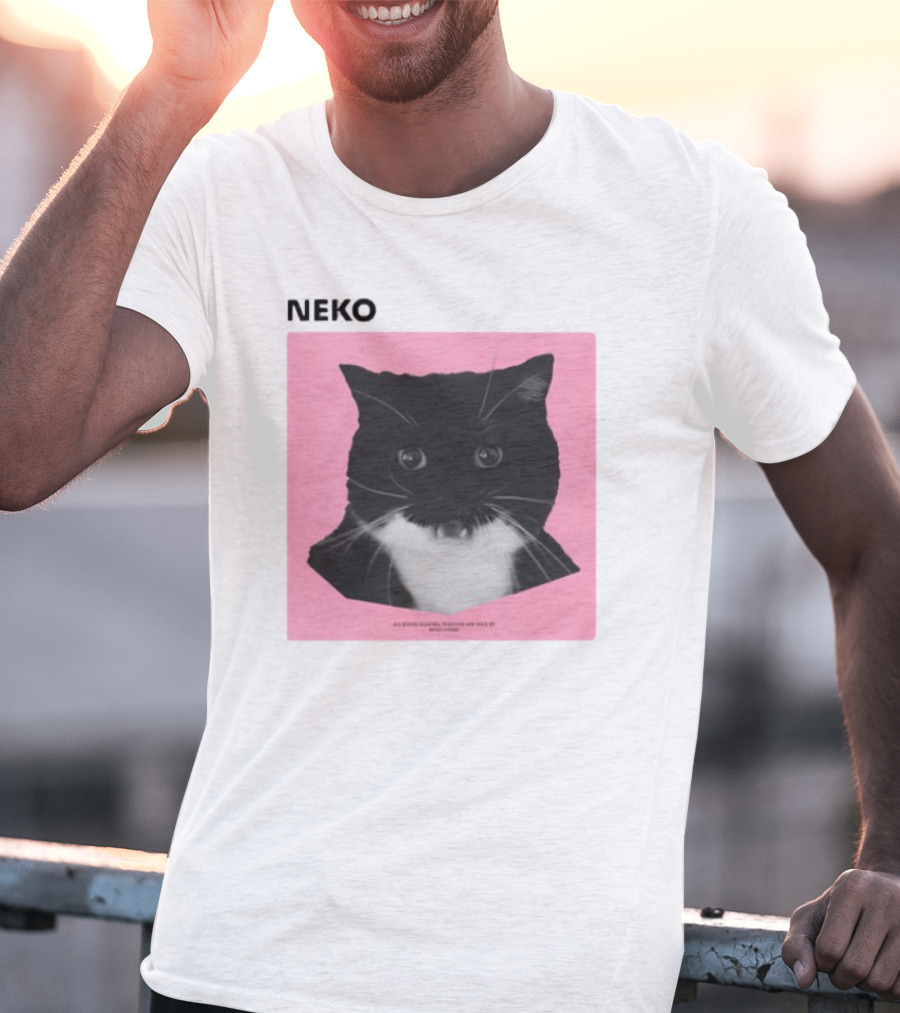 Neko Uni The Strongest Cat Silhouette In Black And Pink T-Shirt