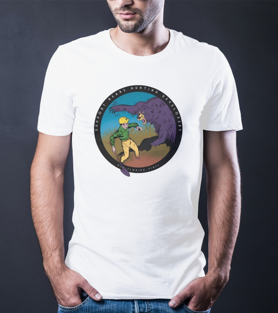 Support Bears Hunting Developers Old Florida Vibes Graphic T-Shirt