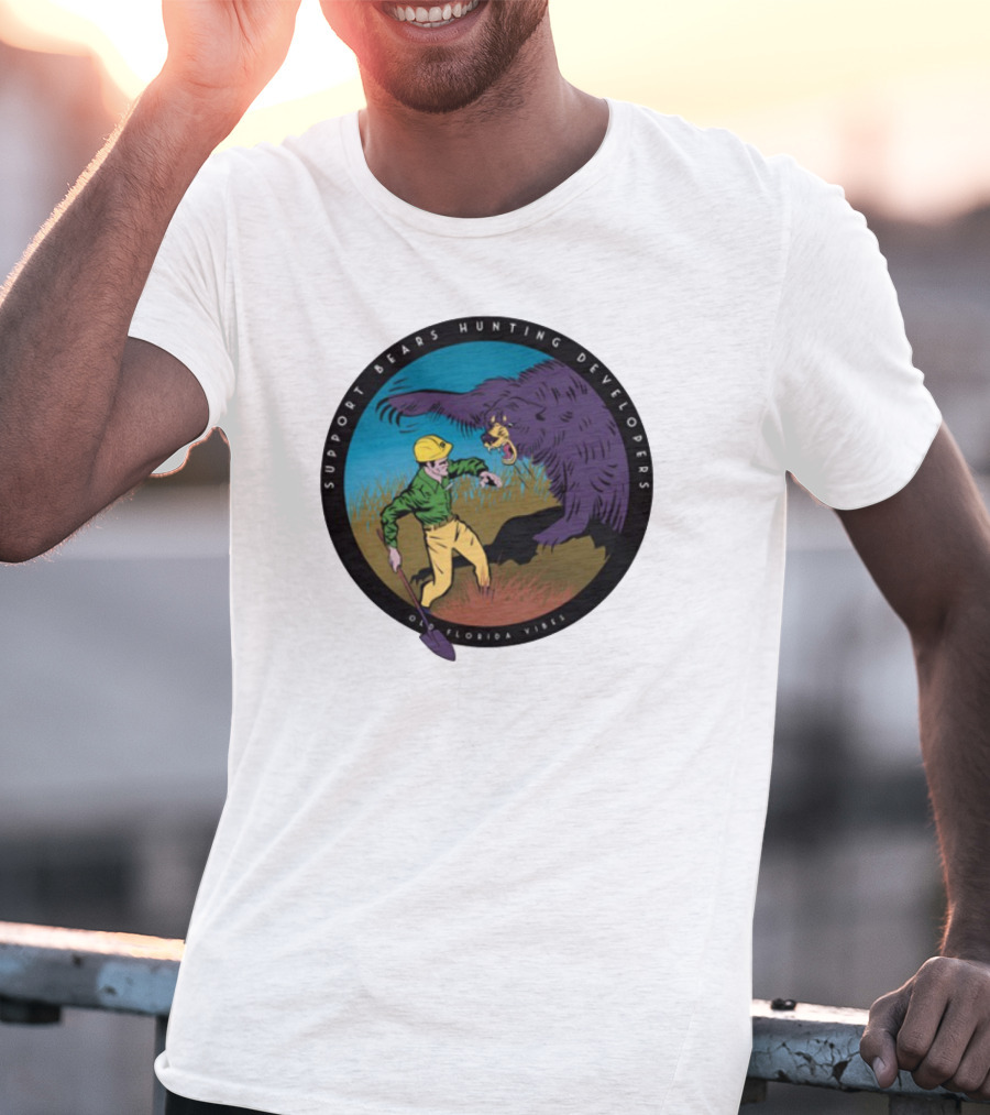 Support Bears Hunting Developers Old Florida Vibes Graphic T-Shirt