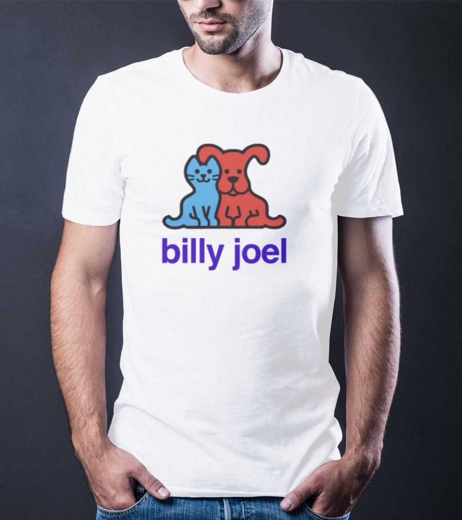 Billy Joel Cat Dog Duo Design T-Shirt