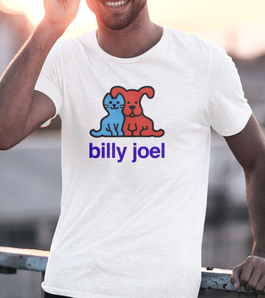 Billy Joel Cat Dog Duo Design T-Shirt
