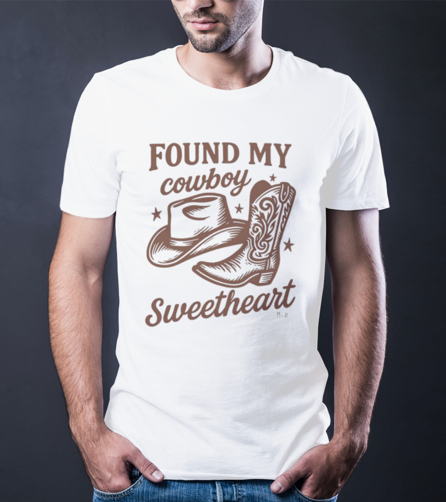 Found My Cowboy Sweetheart Hat And Boot Stars T-Shirt