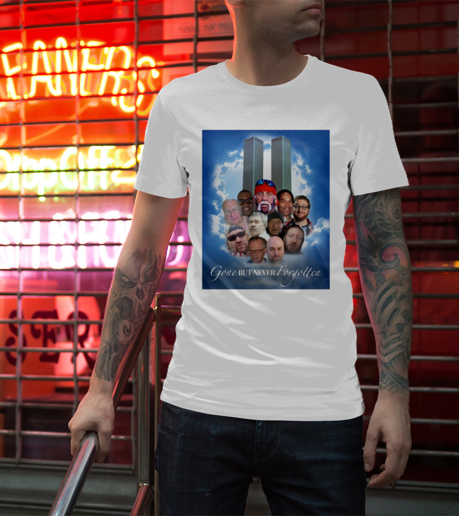 Gone But Never Forgotten Tribute With Twin Towers And Memorable Faces T-Shirt