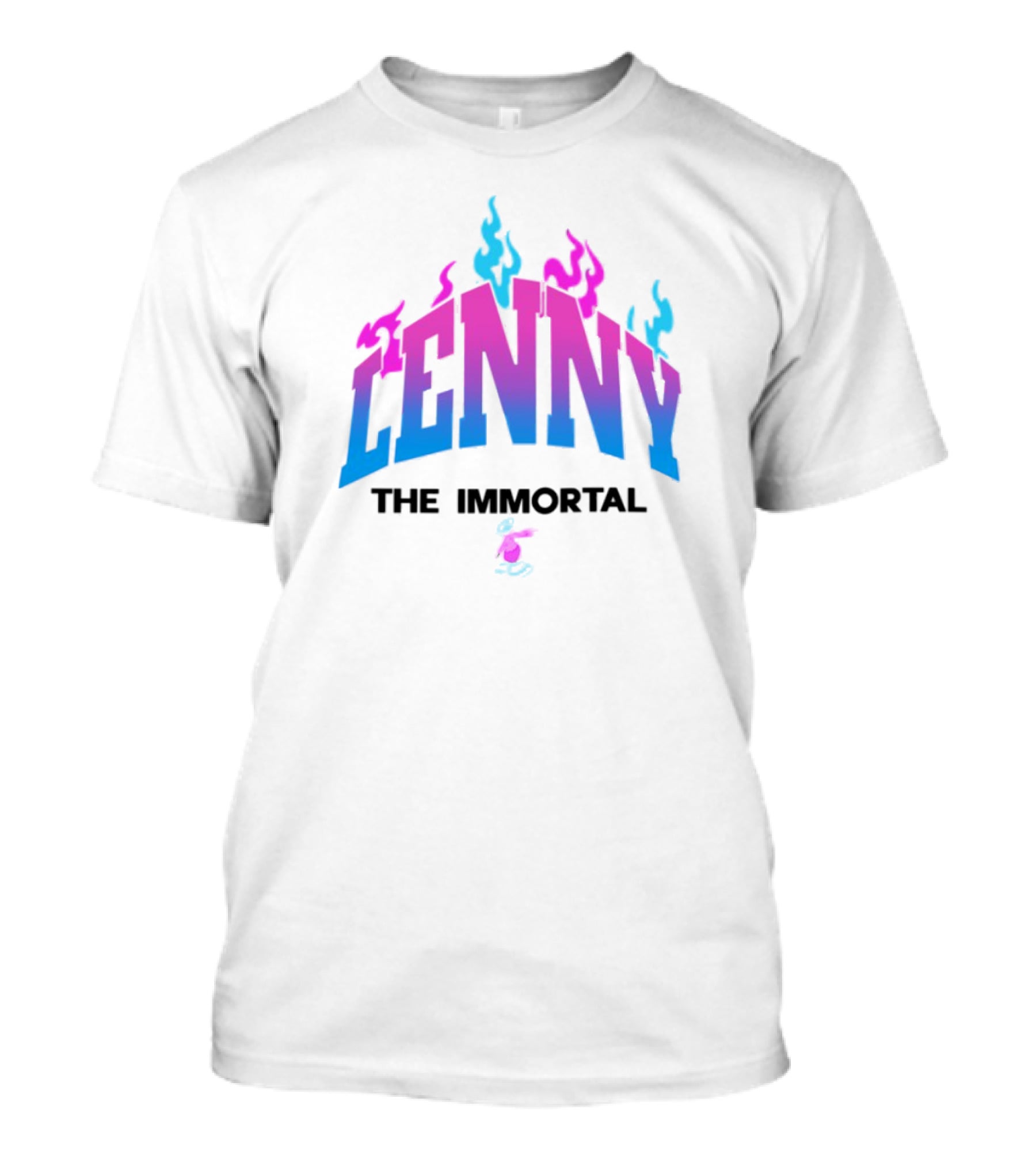 Lenny The Immortal Flaming Gradient Text With Cartoon Character T-Shirt