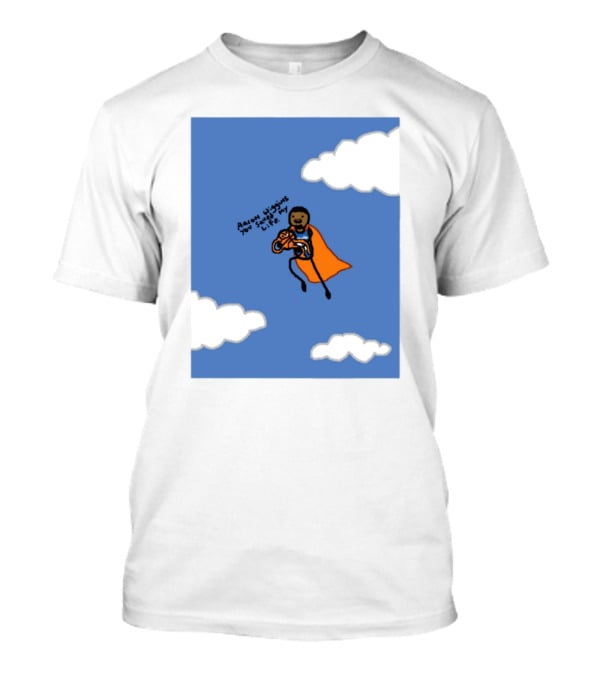 Aaron Wiggins You Saved My Life Superhero Drawing Floating In Clouds T-Shirt