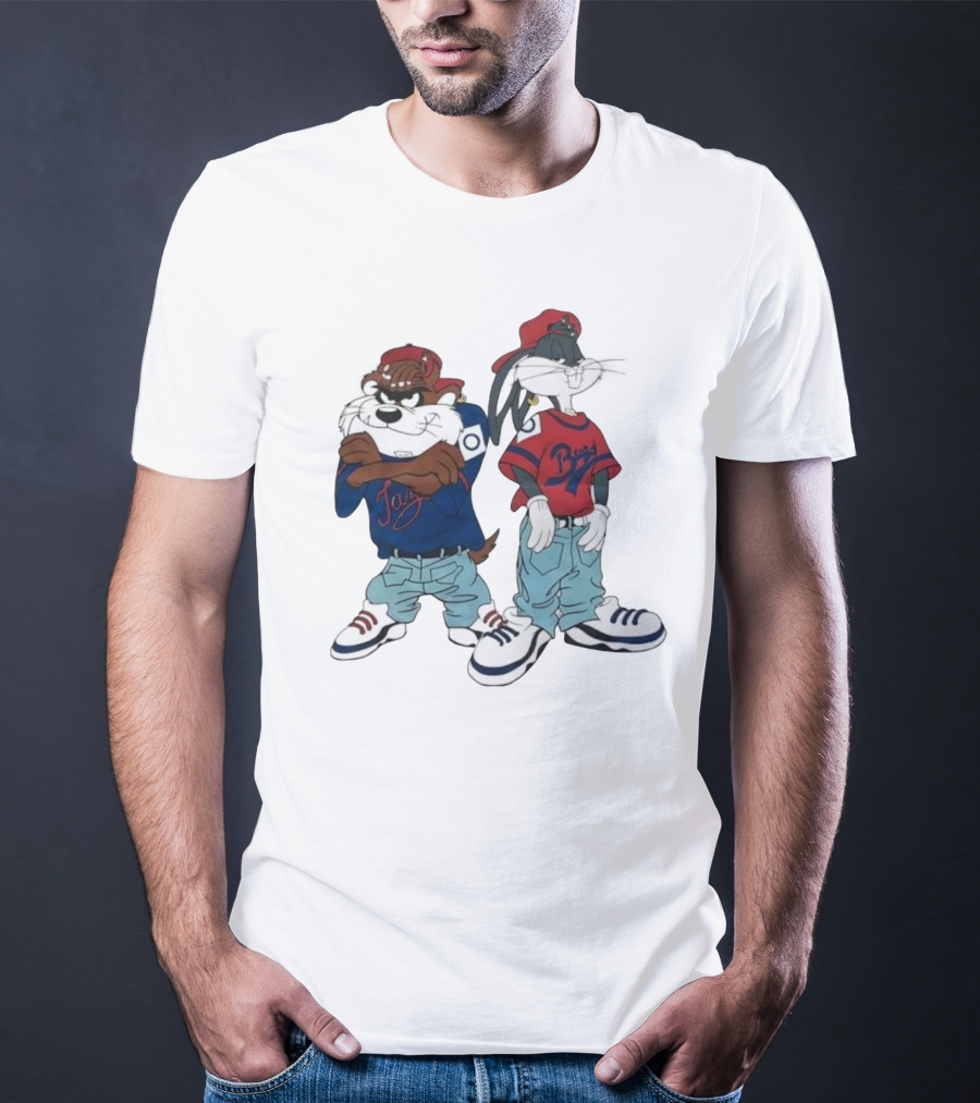 Bugs Bunny Taz Hip Hop Vintage Style Baggy Jeans Sneakers T-Shirt