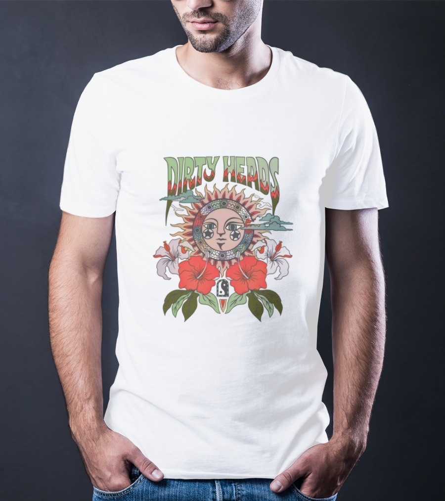 Dirty Heads Cali Sun Orange Sunflower And Hibiscus Design T-Shirt