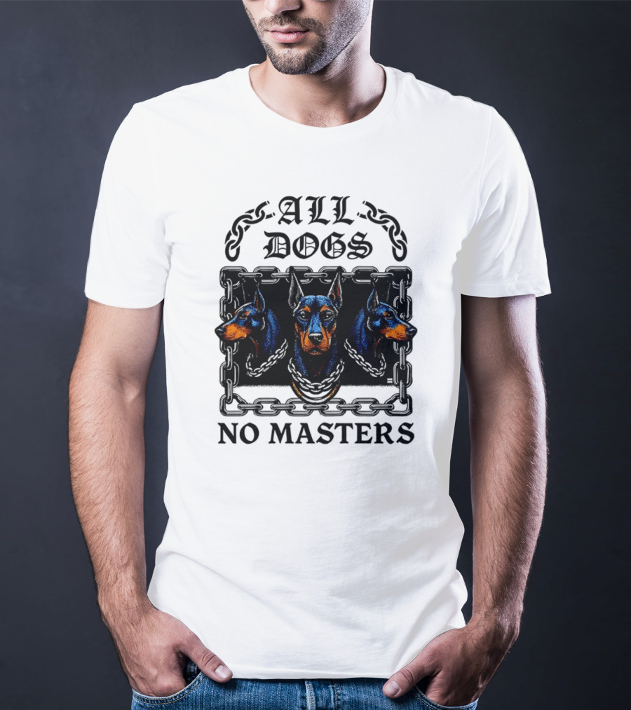 Doberman All Dogs 2025 No Master Tri Color Illustration T-Shirt