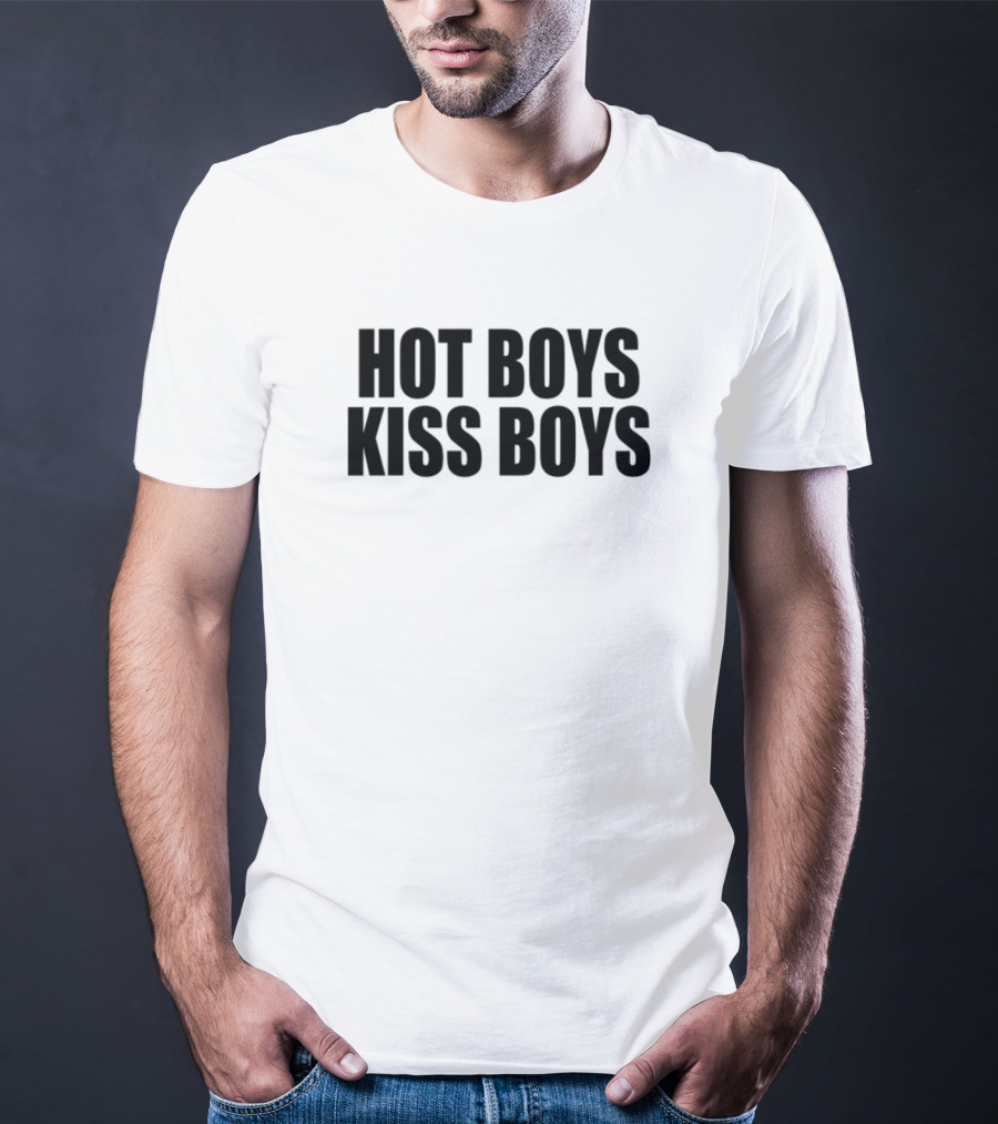 Hot Boys Kiss Boys Rainbow LGBTQ+ Pride T-Shirt