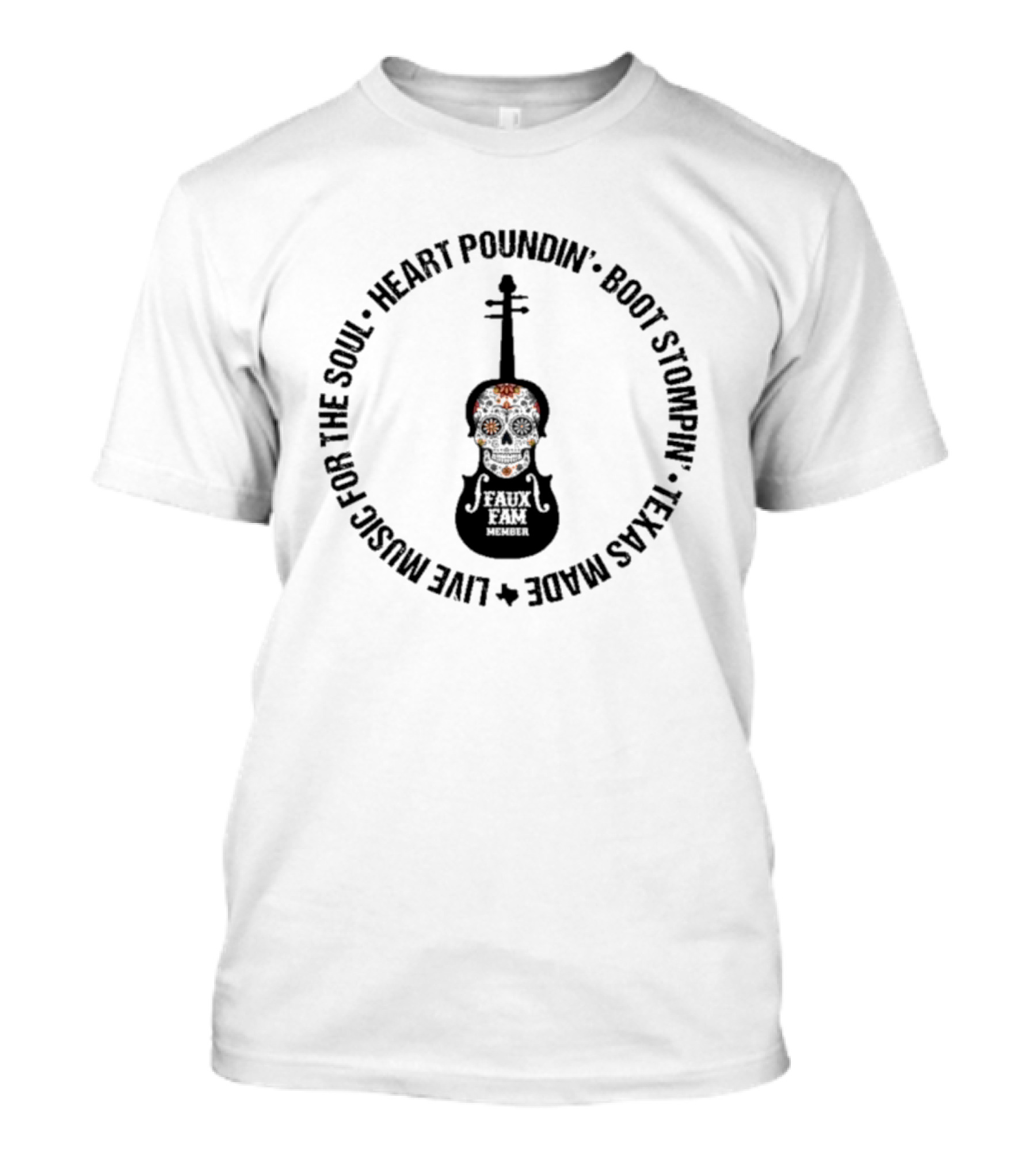 Kin Faux Heart Poundin Boot Stompin Guitar Pick Design T-Shirt