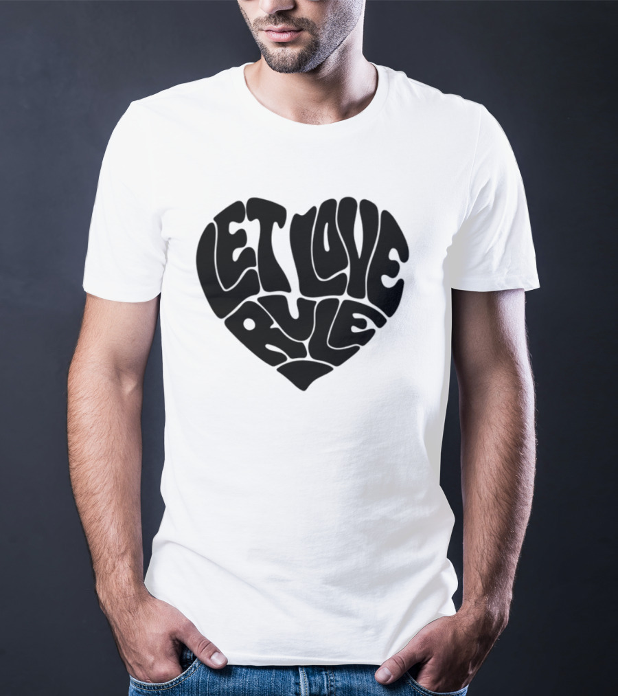 Lennykravitz Let Love Rule Heart Text Portrait Style T-Shirt