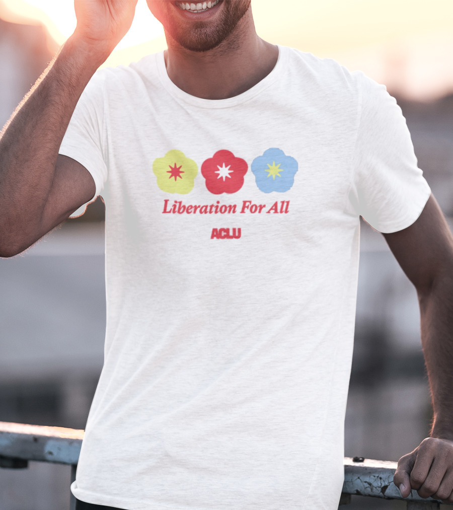 Liberation For All ACLU Flowers Red Yellow Blue T-Shirt