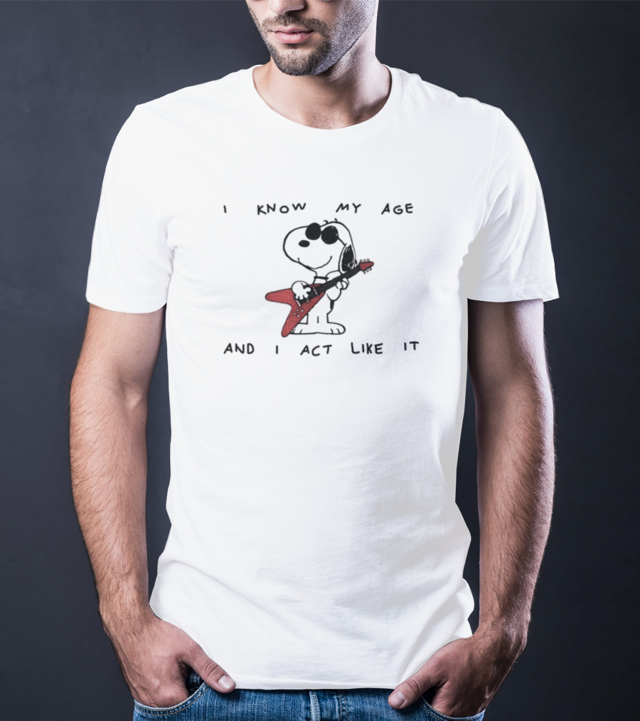 I Know My Age And I Act Like It Limited Edition Dog Electric Guitar T-Shirt