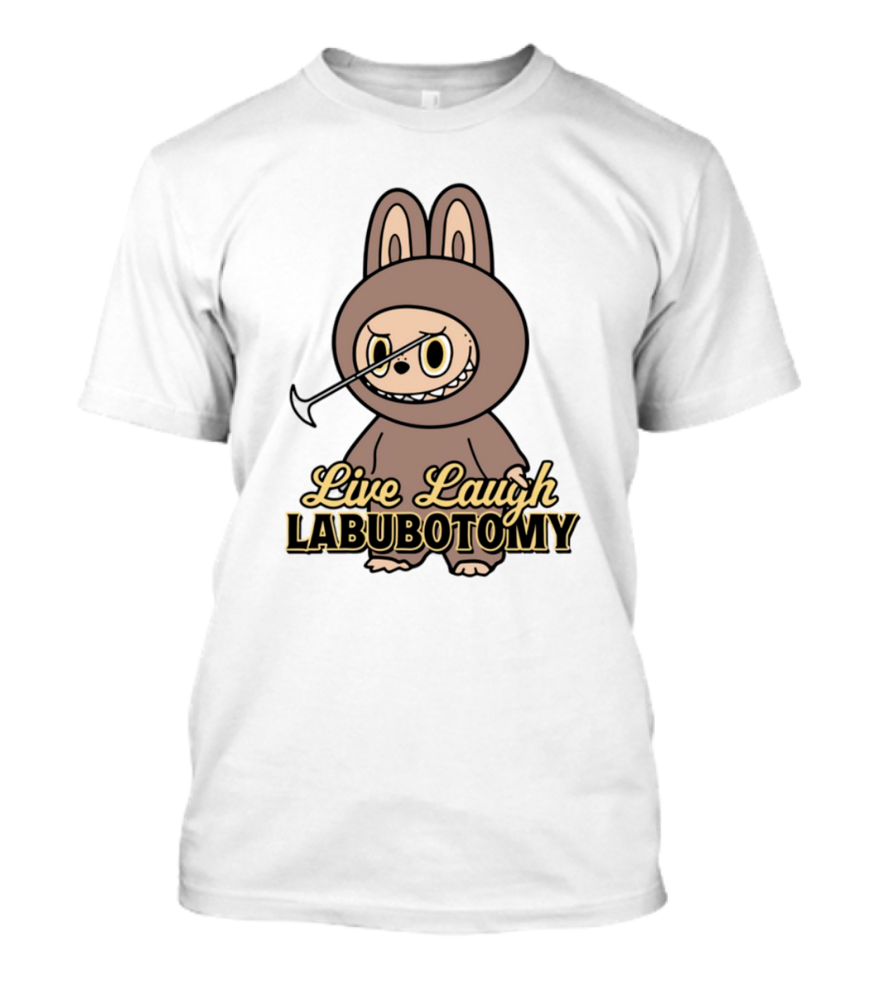 Live Laugh Labubotomy Bunny Character T-Shirt