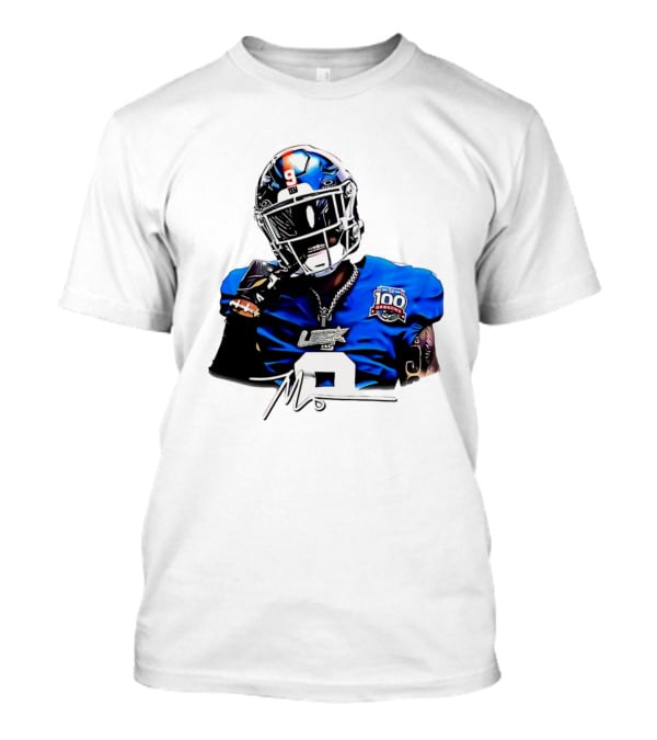 Malik Nabers New York Giants Football Rookie Signature 100th Season LSHOF T-Shirt