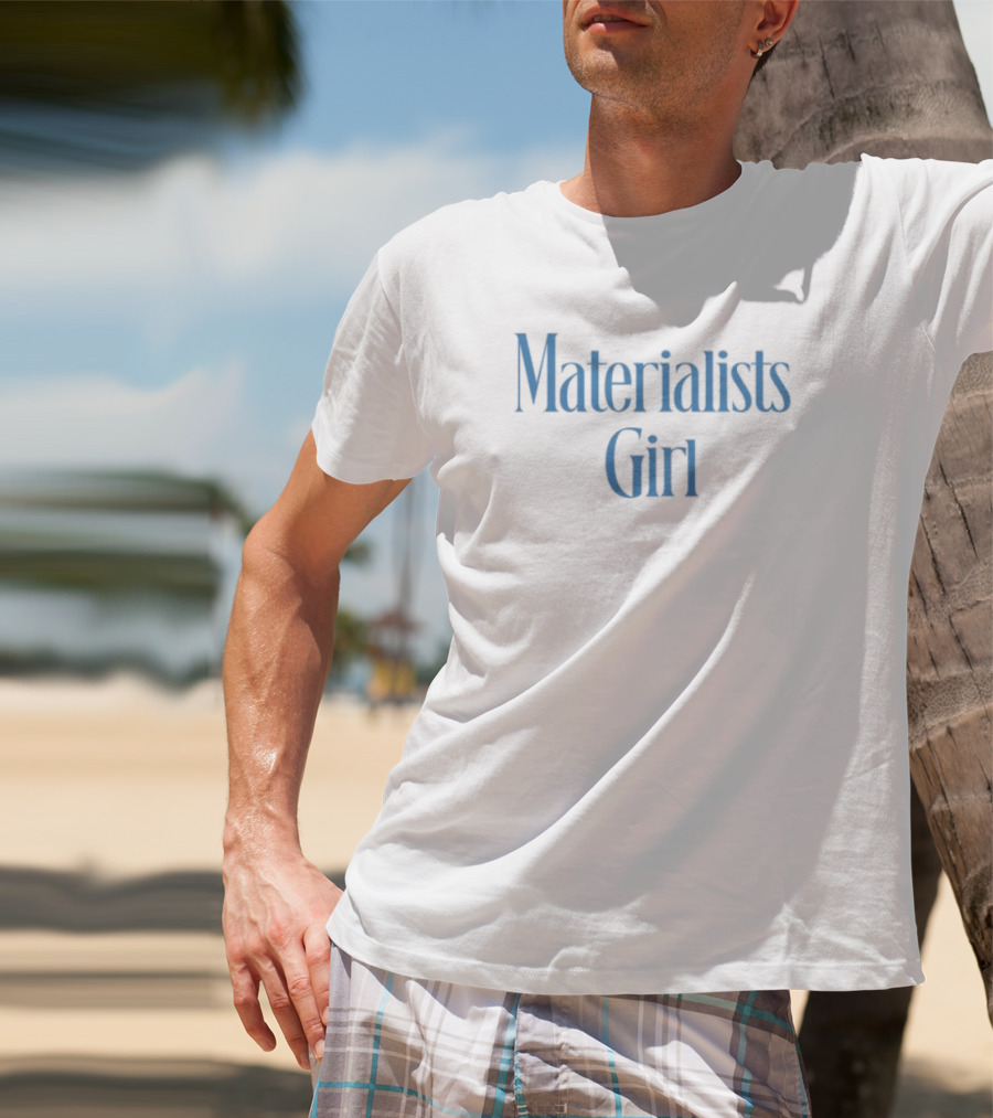 Materialists Girl Blue Text Fashion Aesthetic T-Shirt