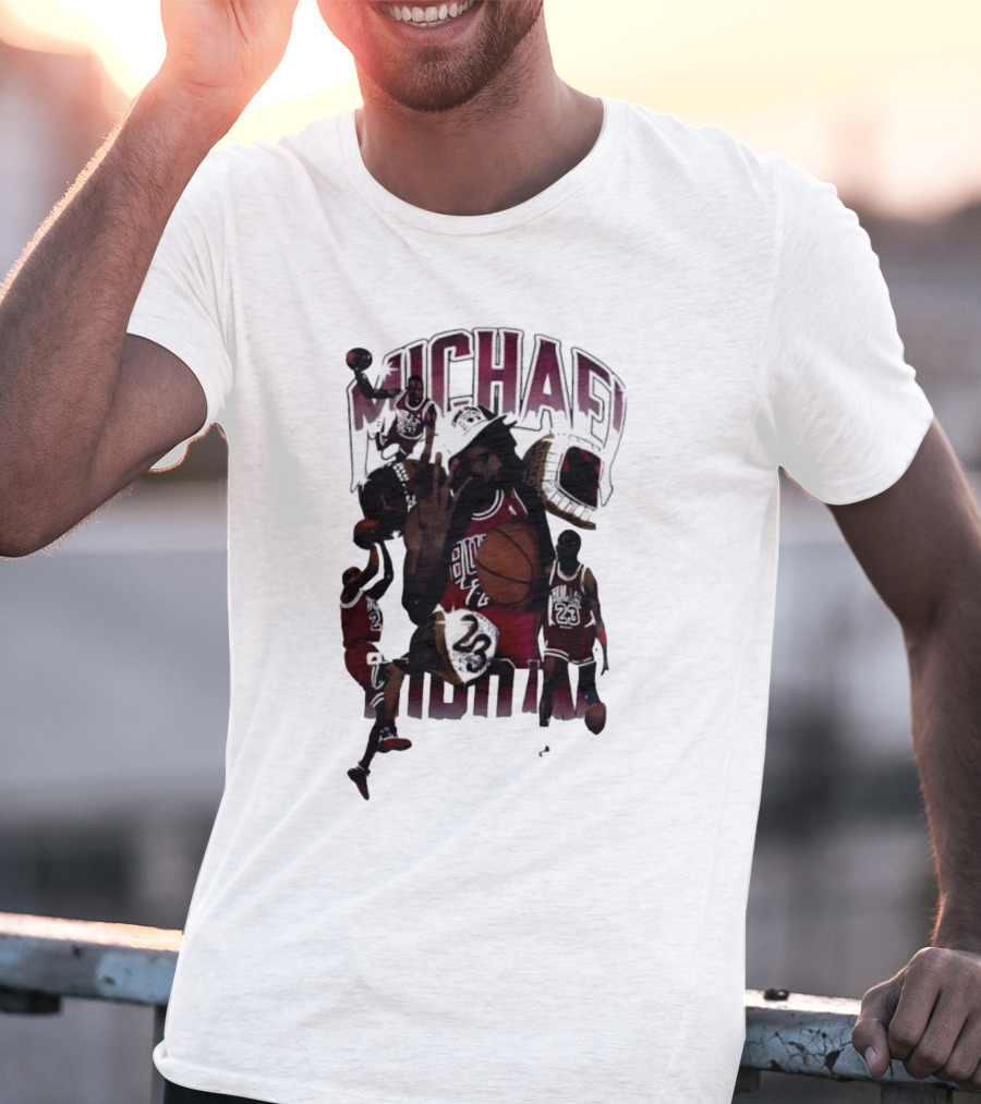 Michael Jordan Bulls Number 23 Iconic Basketball Collage T-Shirt