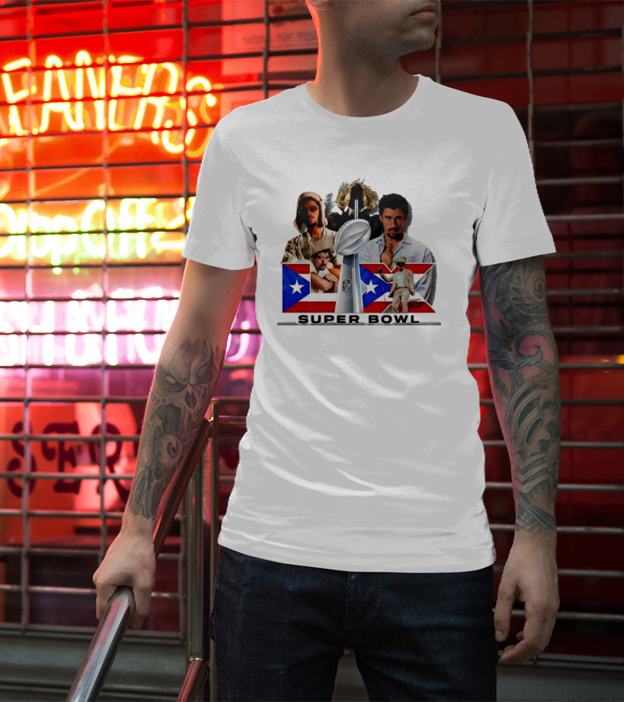 Bad Bunny Super Bowl 2026 Puerto Rican Flag NFL Halftime Show T-Shirt